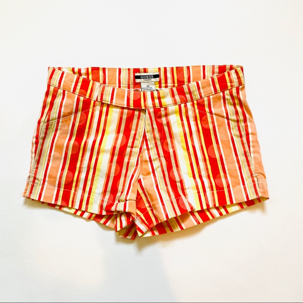 Y2k Guess Jeans orange striped shorts